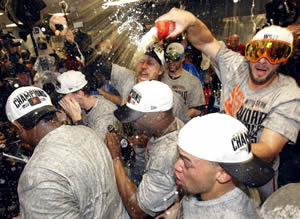 San Francisco Giants Celebrating 2014 World Series Win